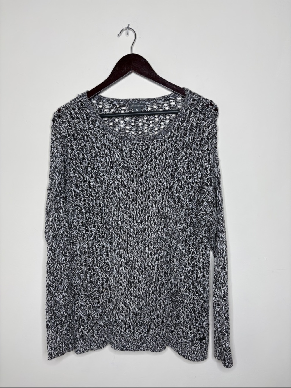 Cozy Black & White Marled Knit Sweater
